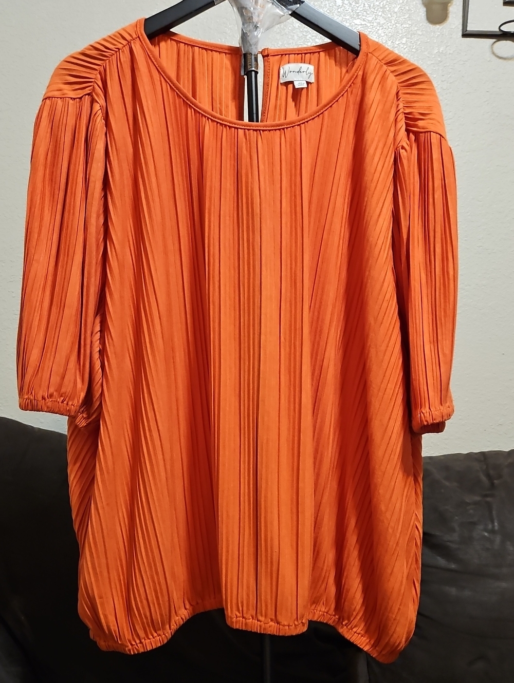 Wonderly Vibrant Orange Pleated Top